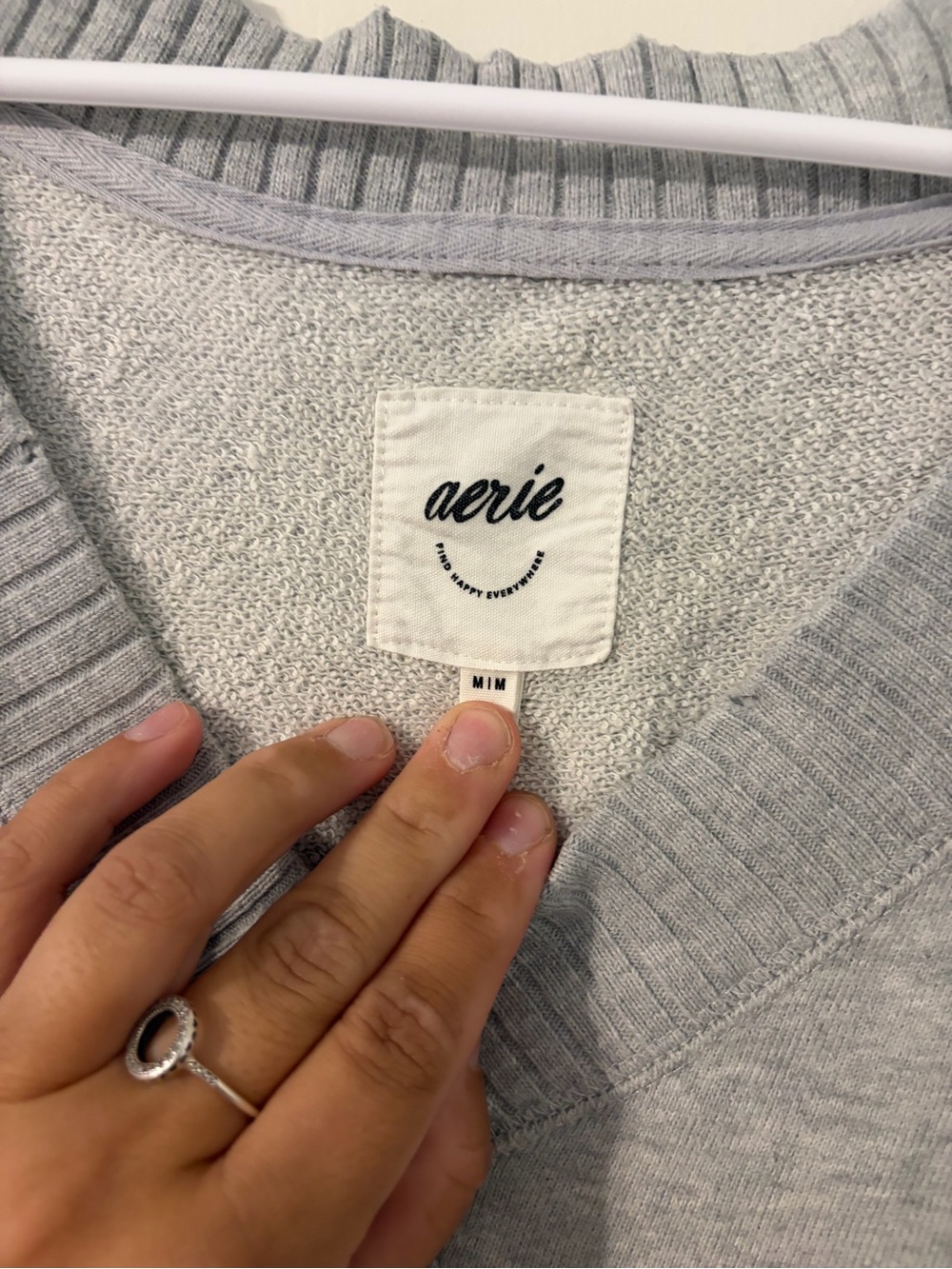 Aerie Cotton V neck Oversized Factory Faded Pullover Sweater Grey Size Medium - Picture 3 of 4
